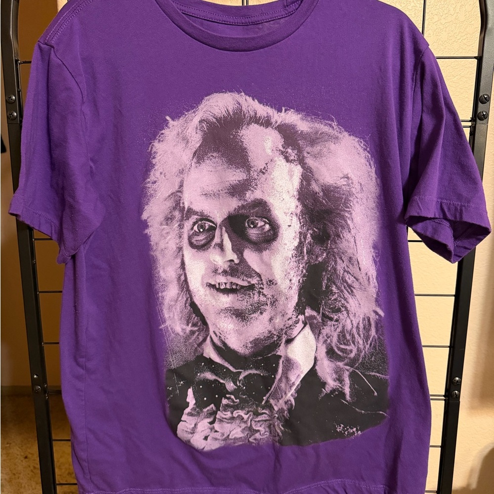 Purple Men’s Beetlejuice Big Face Graphic Tshirt size Large